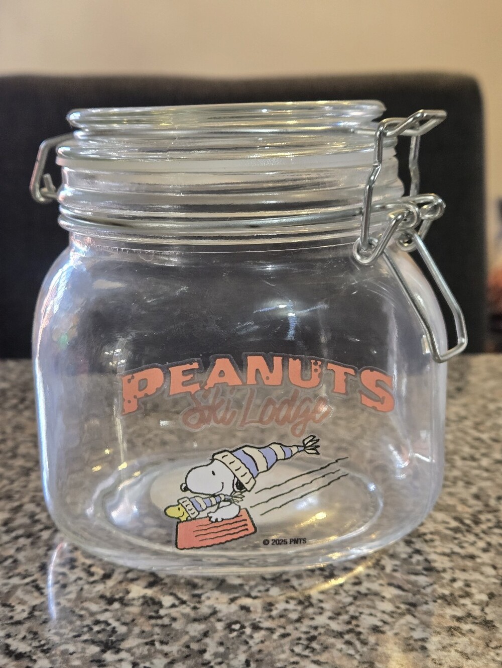 Peanuts Clear Glass Container with Snoopy & Woodstock